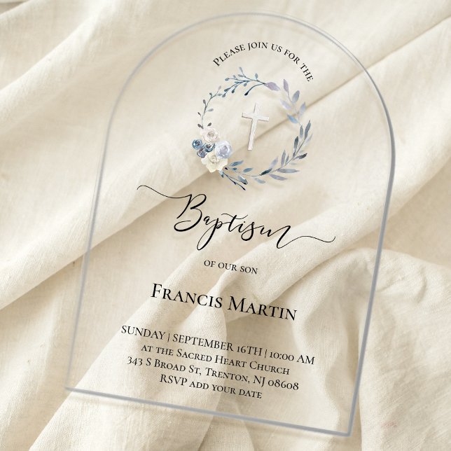 Invitaciones Acrílicas bautismo de guerra azul (Subido por el creador)