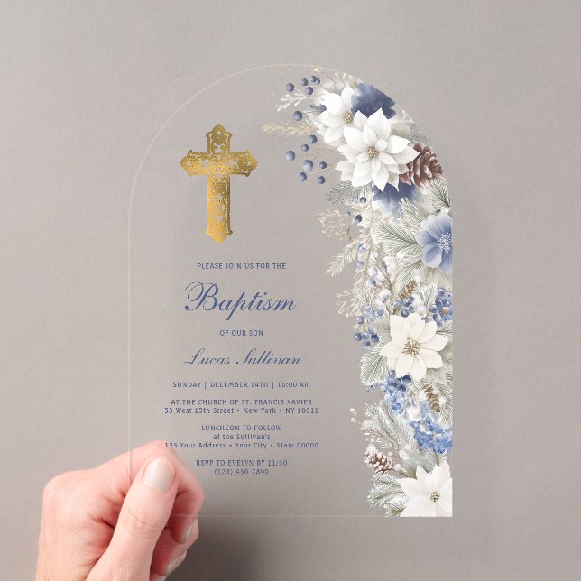 Invitaciones Acrílicas Bautismo de invierno claro (Insitu (portátil))