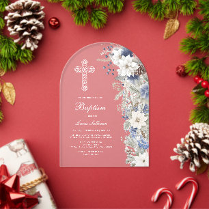 Invitaciones Acrílicas Bautismo de invierno helado