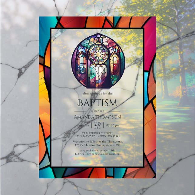 Invitaciones Acrílicas Bautismo, dedicción o cristianismo en la Iglesia m (Modern Church Baptism, Dedication or Christening Acrylic Invitations)