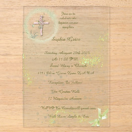 Invitaciones Acrílicas Bautismo elegante y refinado