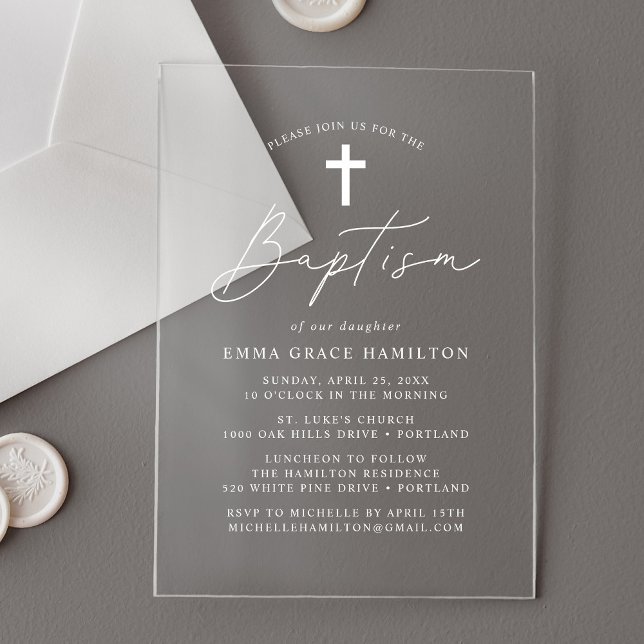 Invitaciones Acrílicas Bautismo Minimalista moderno (Subido por el creador)