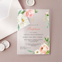 Bautismo Religioso Floral Acuarela Rosa Femenina