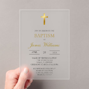 Invitaciones Acrílicas Bautizo acrílico minimalista
