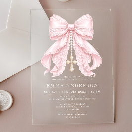 Invitaciones Acrílicas Bautizo de Niña Arco Rosa