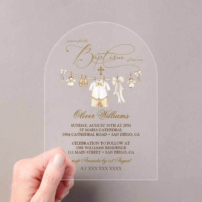 Invitaciones Acrílicas Bautizo de Niño (Insitu (portátil))