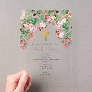 Invitaciones Acrílicas Bautizo Ortodoxo Griego de niña