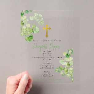 Invitaciones Acrílicas Bautizo Ortodoxo Griego Vegetación