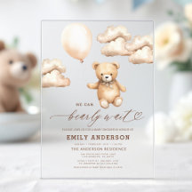 Bearly Wait Beige Baby Shower de Género Neutral