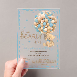 Invitaciones Acrílicas Bearly Wait Blue Boy Baby Shower