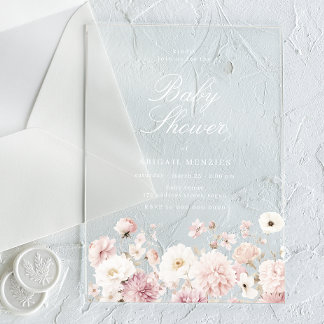 Invitaciones Acrílicas Beautiful Elegant Floral Baby Shower