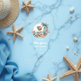 Invitaciones Acrílicas Bebé a bordo de Baby Shower tropical con temas de 