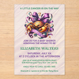 Invitaciones Acrílicas Bebé de Cáncer Lavanda y Verde Fiesta de Shower de