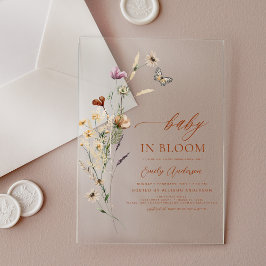 Invitaciones Acrílicas Bebé de flores silvestres en el Baby Shower de Blo