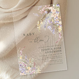 Invitaciones Acrílicas Bebé de flores silvestres en el Baby Shower de Blo