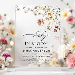 Invitaciones Acrílicas Bebé de flores silvestres en el Baby Shower de Blo