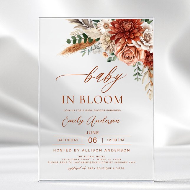 Invitaciones Acrílicas Bebé de flores silvestres en el florecimiento del  (Subido por el creador)