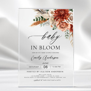 Invitaciones Acrílicas Bebé de flores silvestres en el florecimiento del
