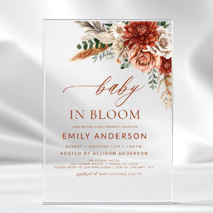 Invitaciones Acrílicas Bebé de flores silvestres en el florecimiento del