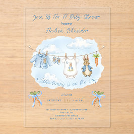 Invitaciones Acrílicas Bebé de Peter el conejo con ropa adorable - Baby S