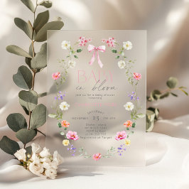 Invitaciones Acrílicas Bebé en Bloom Wildflower color rosa Baby Shower