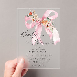 Invitaciones Acrílicas Bebé en el Baby Shower floral de color rosa