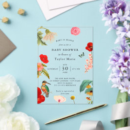 Invitaciones Acrílicas Bebé en flor | Baby Shower de flores silvestres de