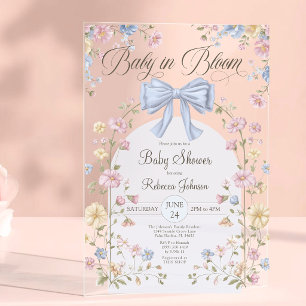Invitaciones Acrílicas Bebé en Flor Pastel Dulce Shower de Wildflower par