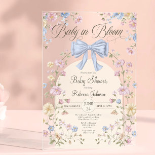 Invitaciones Acrílicas Bebé en Flor Pastel Dulce Shower de Wildflower par
