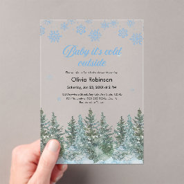 Invitaciones Acrílicas Bebé Está Afuera en Invierno Baby Shower