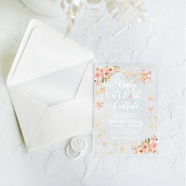 Invitaciones Acrílicas Bebé frío fuera de Baby Shower Chica de invierno r (Subido por el creador)