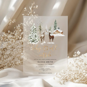 Invitaciones Acrílicas Bebé hace frío afuera ciervo baby shower