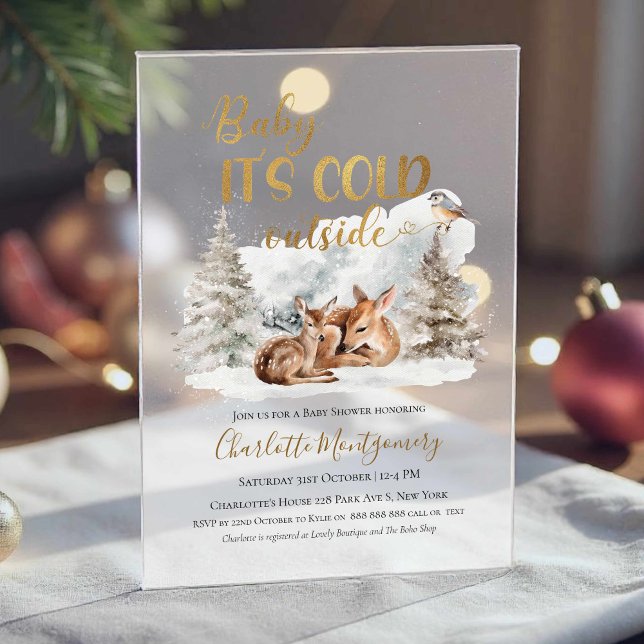 Invitaciones Acrílicas Bebé, hace frío fuera de Deer Forest Baby Shower (Subido por el creador)