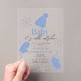 Invitaciones Acrílicas Bebé, hace frío fuera del Baby Shower de Blue Bean