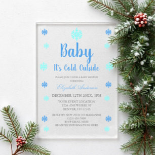 Invitaciones Acrílicas Bebé, hace frío fuera del Baby Shower de invierno