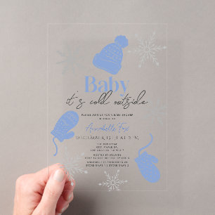 Invitaciones Acrílicas Bebé hace frío fuera Niño de gorro azul Baby Showe