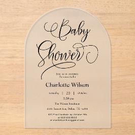 Invitaciones Acrílicas Bebé Niña Baño Moderno Minimalista Caligrafía