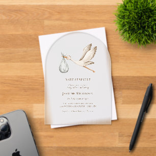Invitaciones Acrílicas Bebé rociado mínimo acuarela ducha bebé