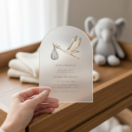 Invitaciones Acrílicas Bebé rociado mínimo acuarela ducha bebé