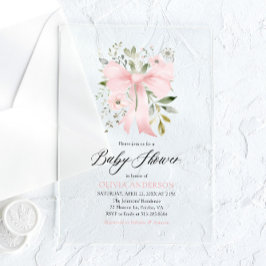 Invitaciones Acrílicas Bebé rosado en Baby Shower, Chica floral en flor