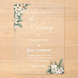 Invitaciones Acrílicas Beige con temática invernal