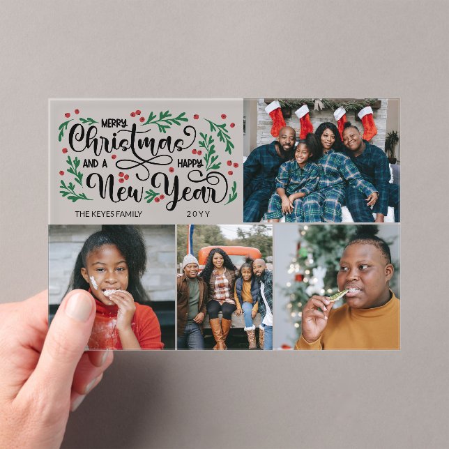 Invitaciones Acrílicas Berries 4 Foto Feliz Navidad Año Nuevo (Insitu (portátil))