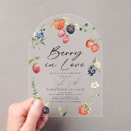 Invitaciones Acrílicas Berry in Love Watercolor Berries Bridal Shower