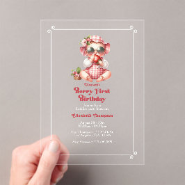 Invitaciones Acrílicas Berry Primer cumpleaños Strawberry Primer Fiesta d