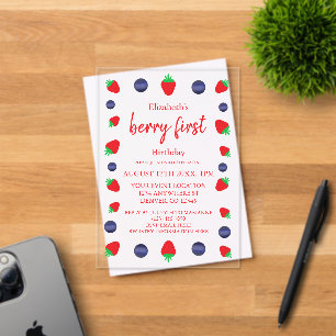Invitaciones Acrílicas Berry Sweet 1er cumpleaños