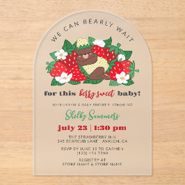 Invitaciones Acrílicas Berry Sweet Baby Neutral Strawberry Baby Shower