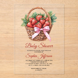 Invitaciones Acrílicas Berry Sweet Strawberry Baby Shower