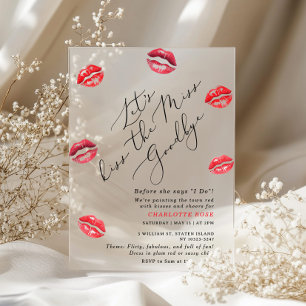 Invitaciones Acrílicas Besa a la Señorita Adiós Tipografía Despedida de S