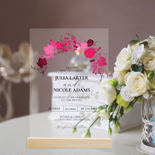 Invitaciones Acrílicas Besos Franceses Uvas Flores Bodas