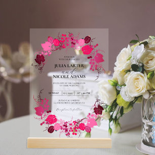 Invitaciones Acrílicas Besos Franceses Uvas Flores Bodas
